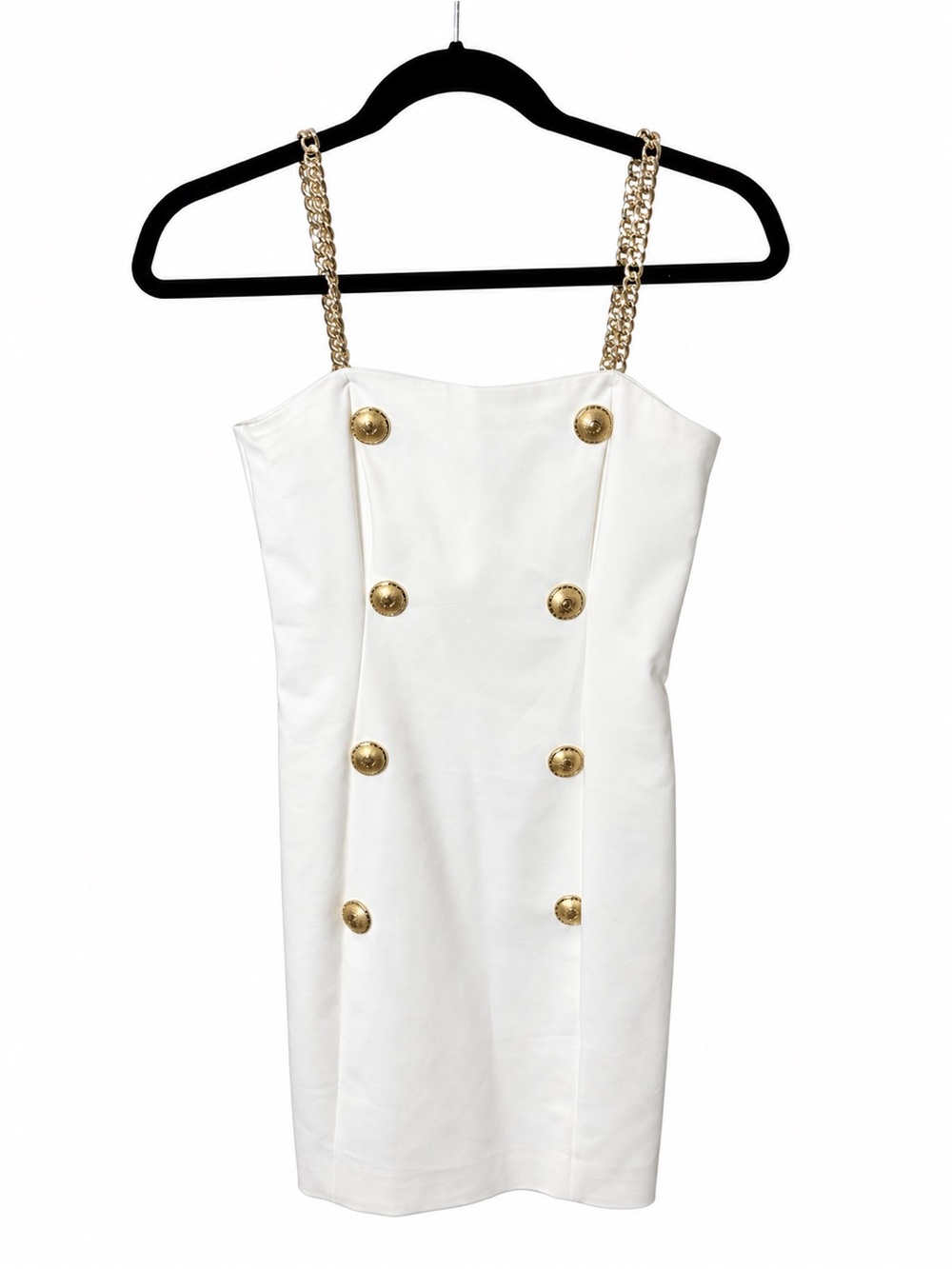 Flavio Castellani White Gold Chain Strap Button Midi Dress IT 42 US 6